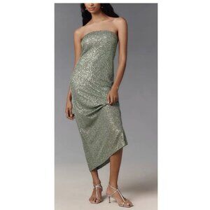 Anthropologie Green Sequin Sparky Sleveless Maxi Dress 2X